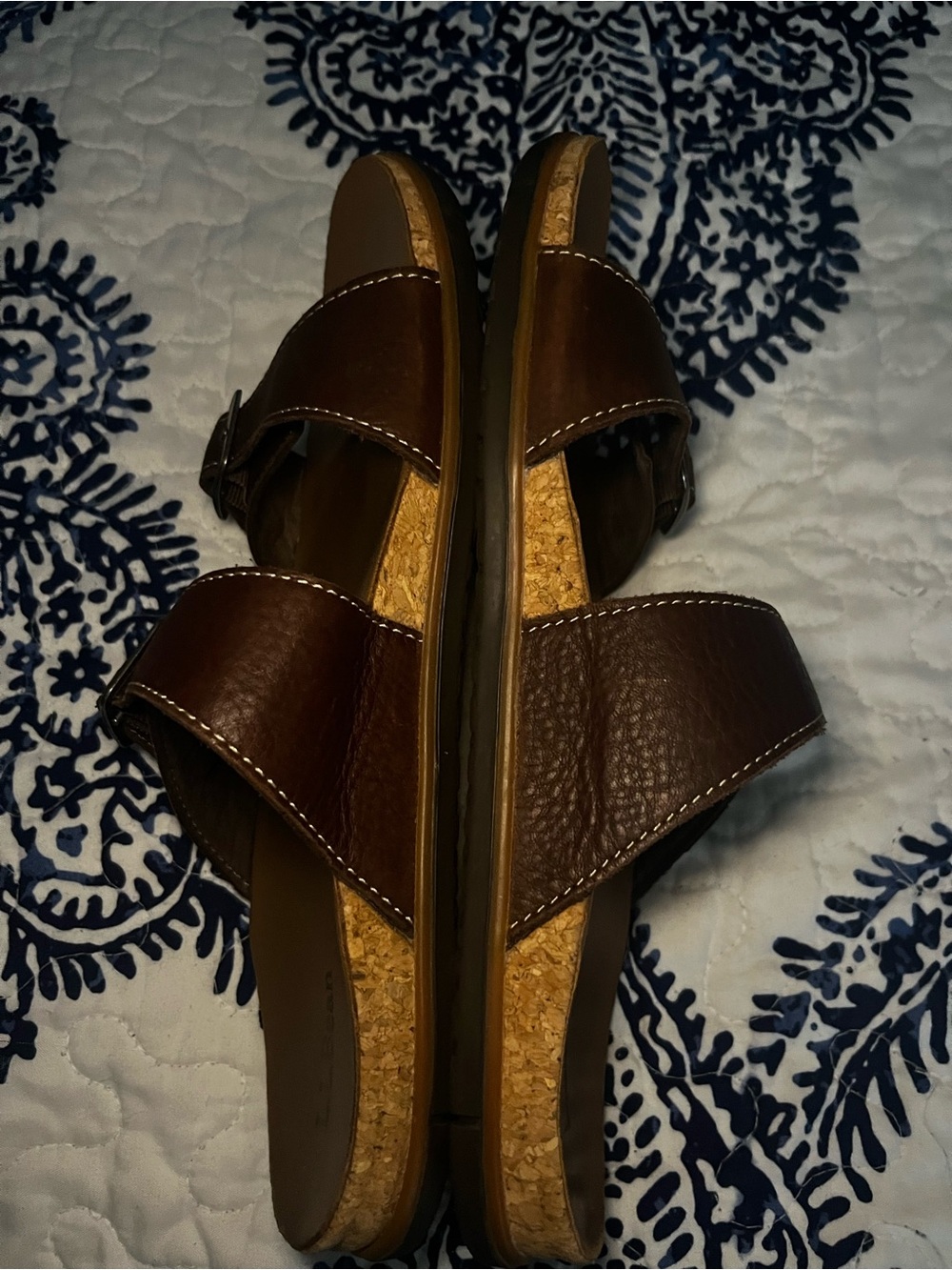 L.L. Bean Dark Brown Double-Buckle Leather Slide Sandals - Picture 6 of 10
